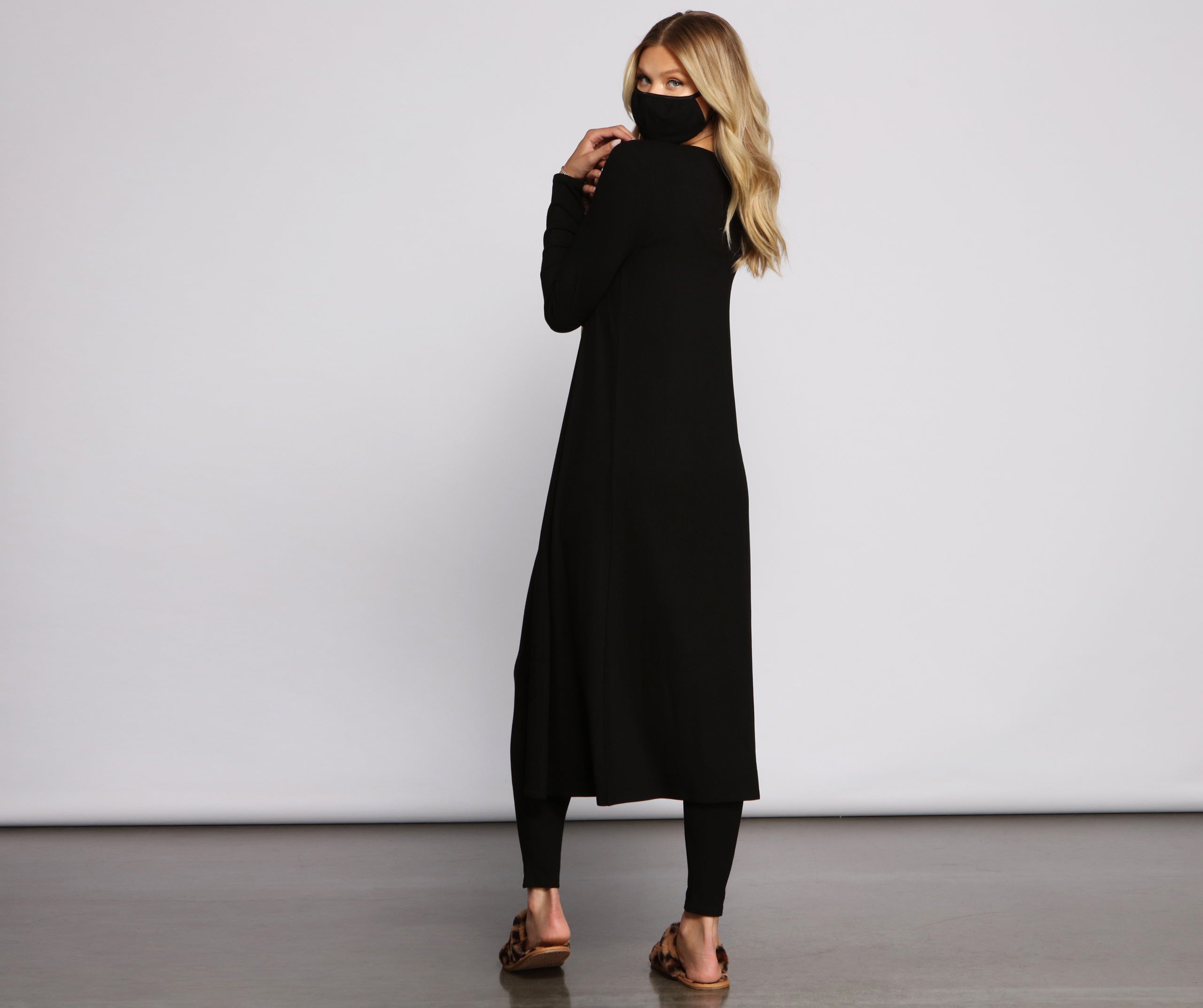 Ribbed Knit Long Sleeve Duster - Image 5