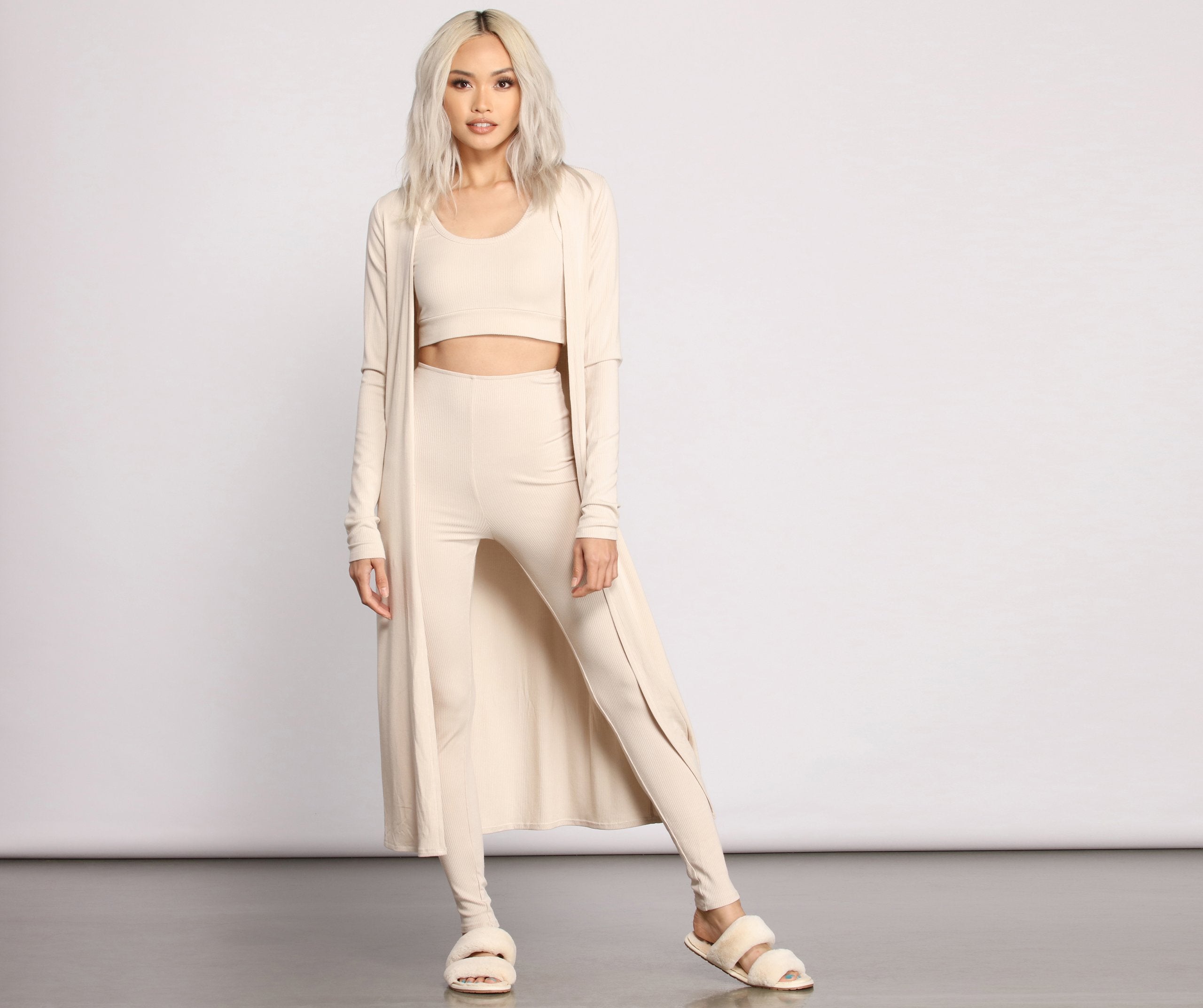 Ribbed Knit Long Sleeve Duster - Image 3