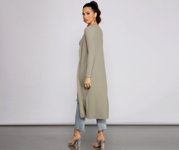 Casual And Cozy Ribbed Knit Duster - Image 2