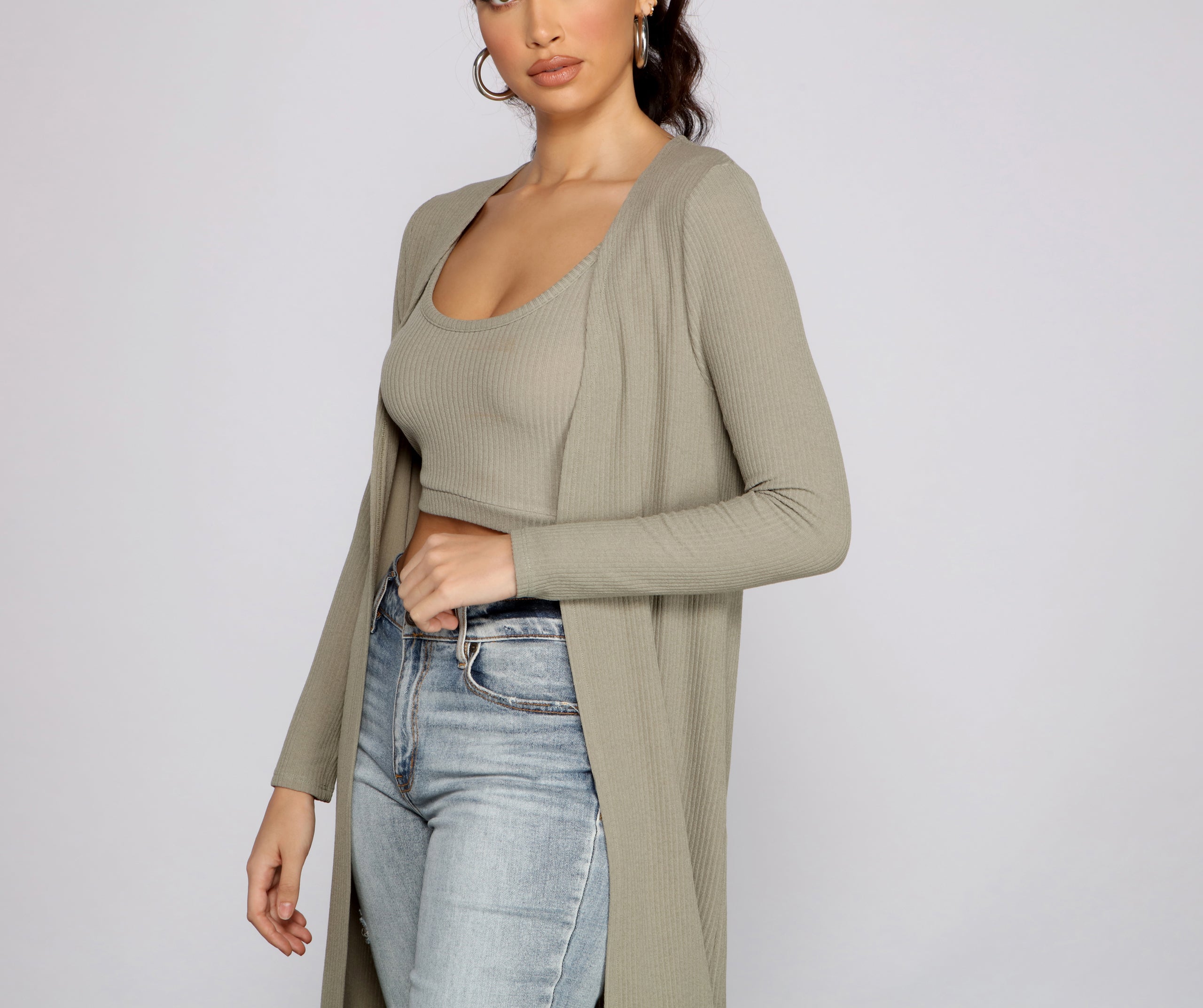 Casual And Cozy Ribbed Knit Duster - Image 3