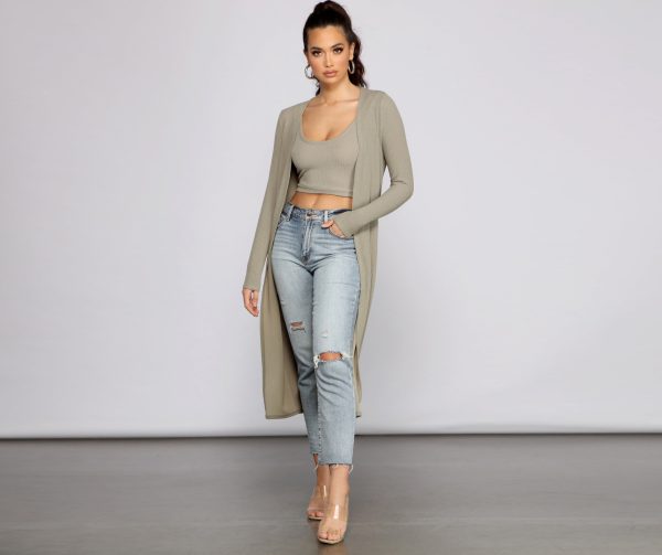 Casual And Cozy Ribbed Knit Duster - Image 4