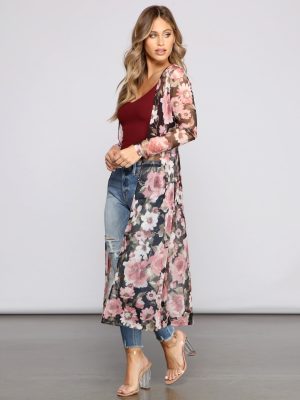 Flirty Floral Mesh Duster