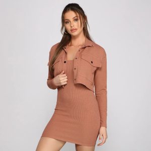 Casually Chic Ribbed Knit Cropped Jacket