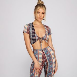 Wanderlust Beauty Tie Front Top