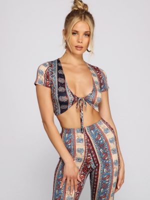 Wanderlust Beauty Tie Front Top