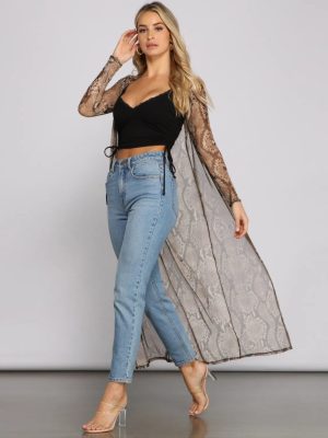 Stylish Moment Snake Mesh Duster