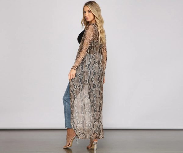 Stylish Moment Snake Mesh Duster - Image 2