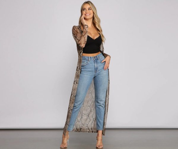 Stylish Moment Snake Mesh Duster - Image 3