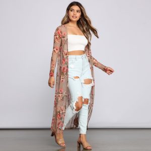 Sweet Floral Mesh Duster