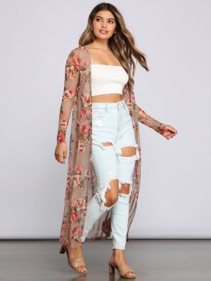 Sweet Floral Mesh Duster
