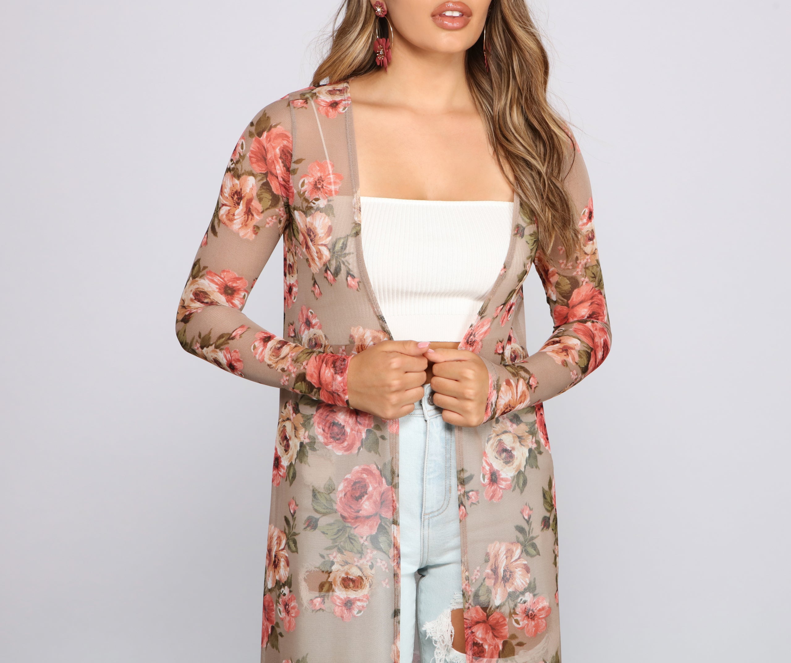 Sweet Floral Mesh Duster - Image 3