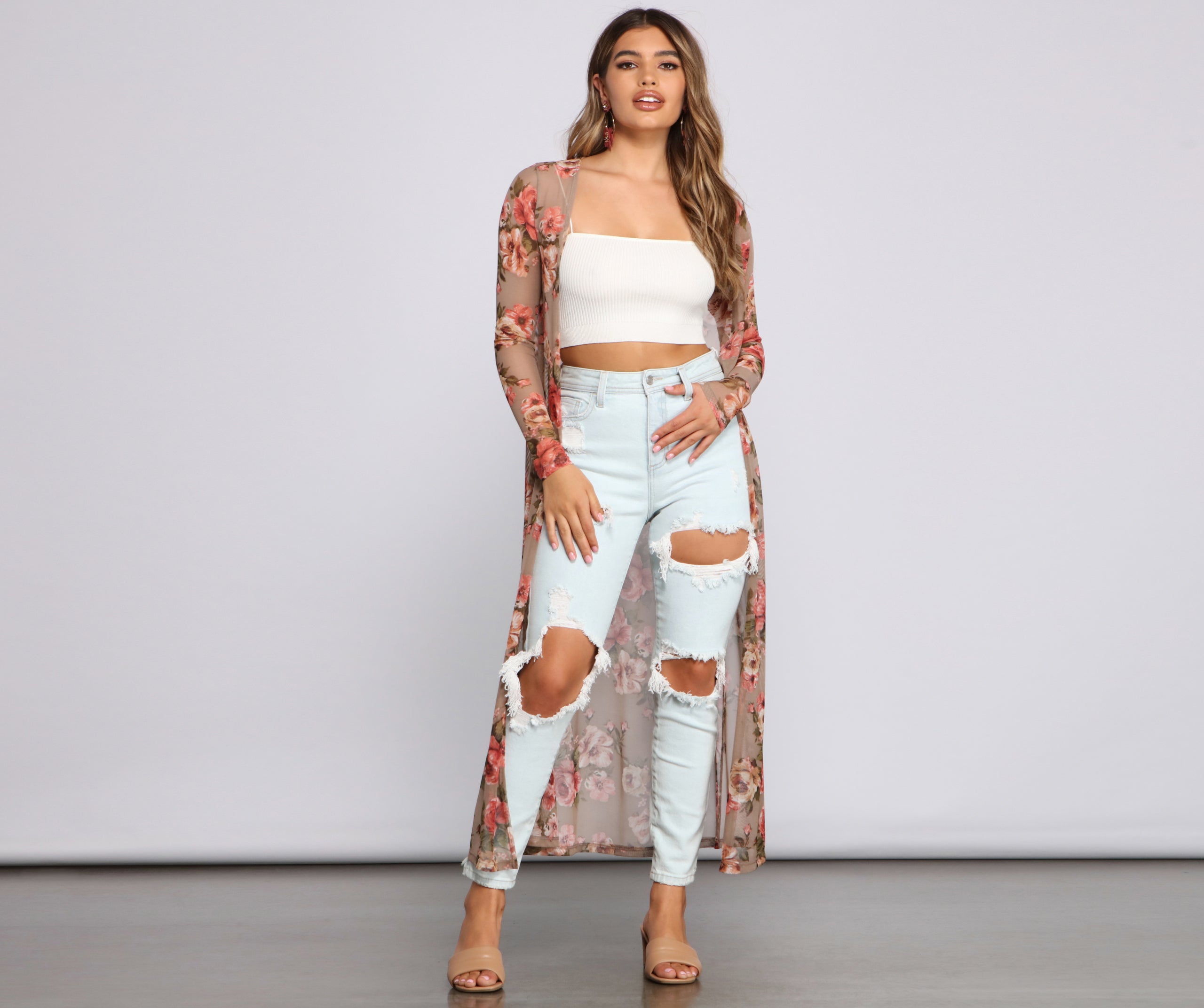 Sweet Floral Mesh Duster - Image 4