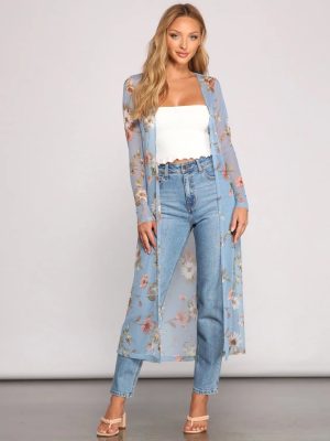 Fresh And Flirty Floral Mesh Duster