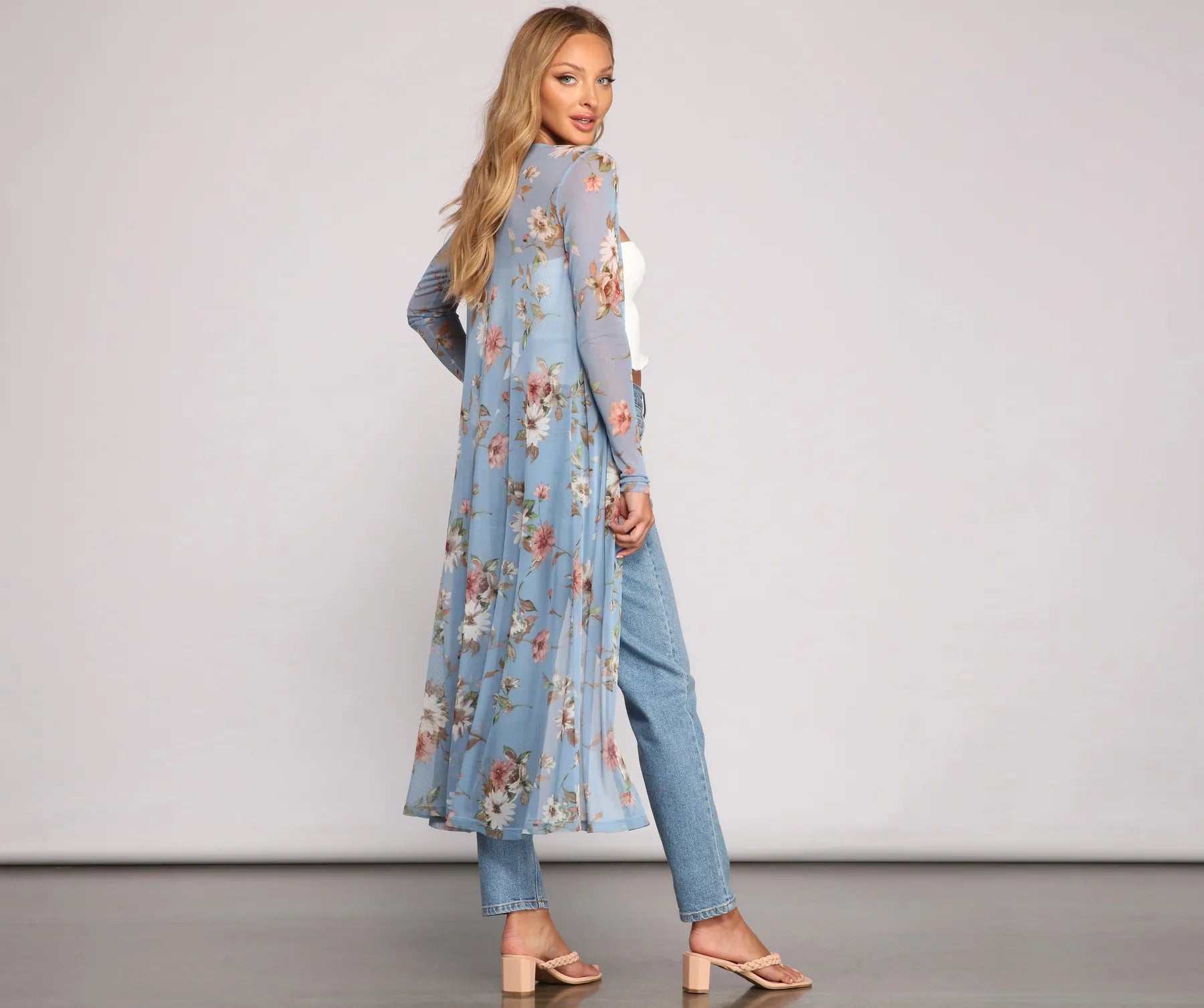 Fresh And Flirty Floral Mesh Duster - Image 2