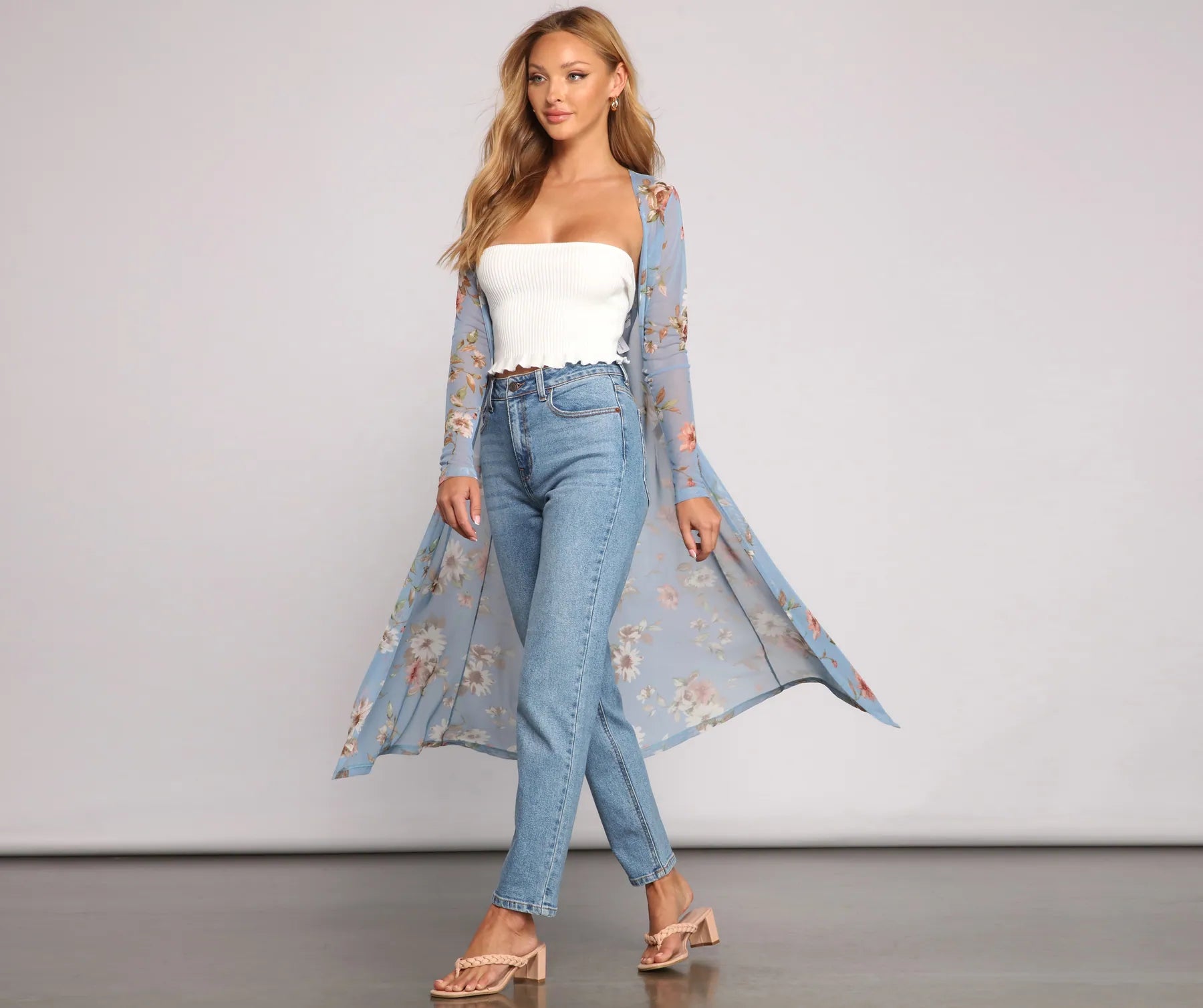Fresh And Flirty Floral Mesh Duster - Image 3