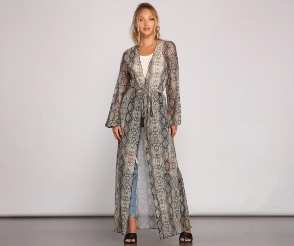 Make It Fierce Sheer Snake Print Duster - Image 4