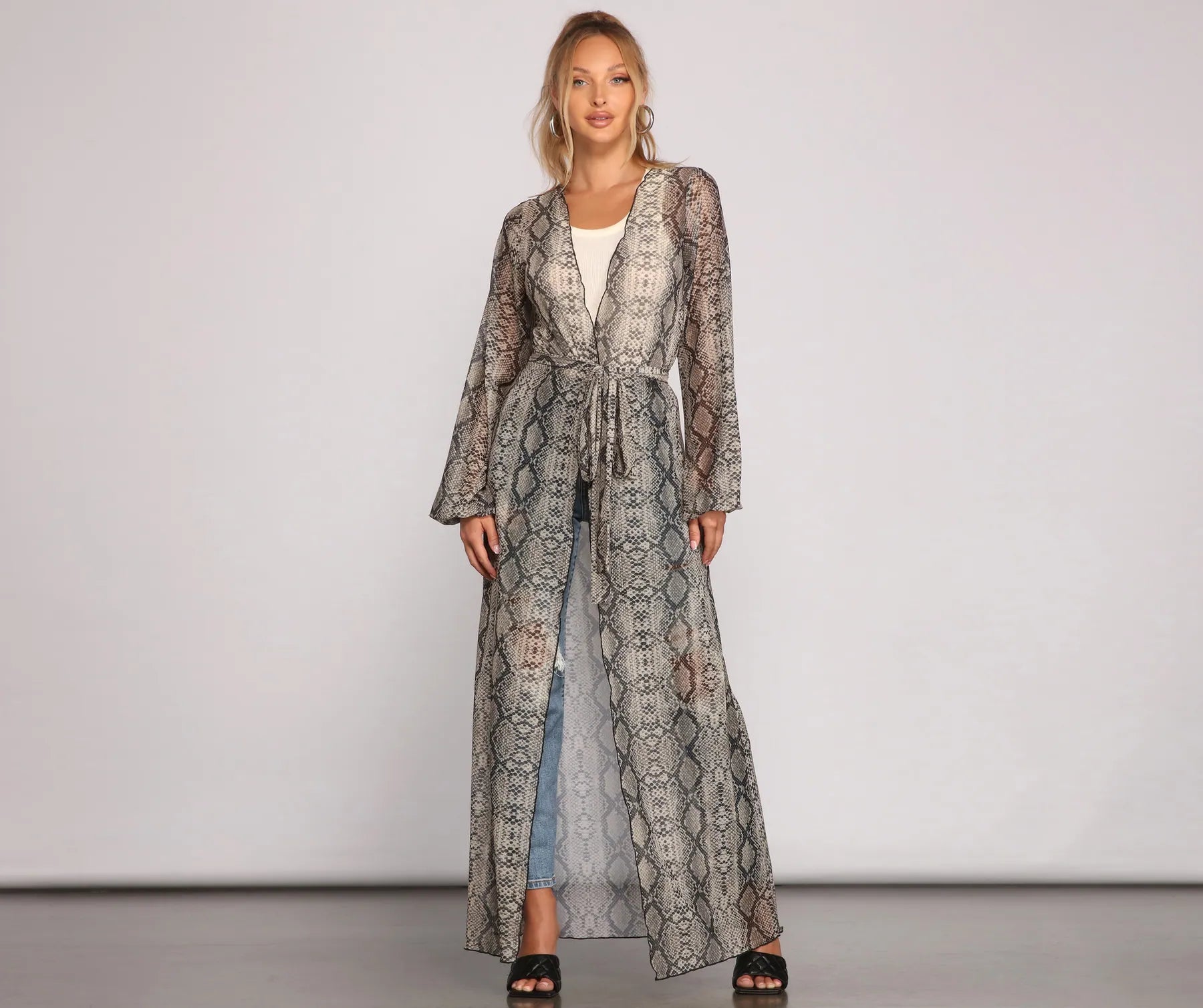 Make It Fierce Sheer Snake Print Duster - Image 4