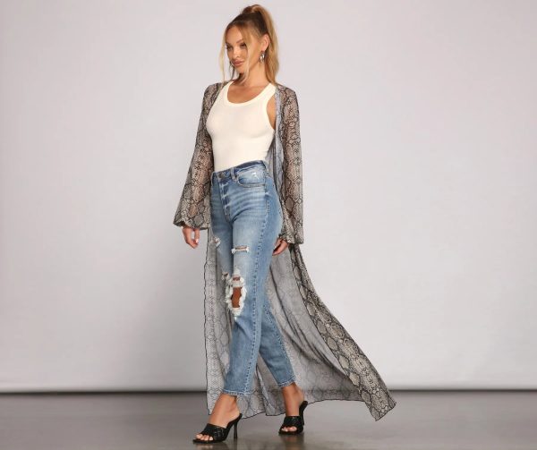 Make It Fierce Sheer Snake Print Duster - Image 5