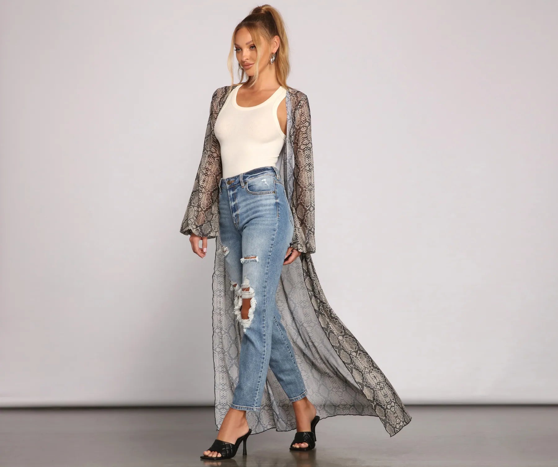 Make It Fierce Sheer Snake Print Duster - Image 5