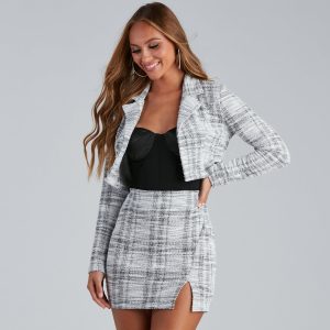 Perfectly Posh Tweed Plaid Blazer