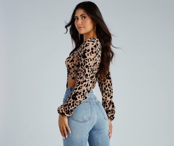 Too Chic Burnout Leopard Tie-Front Top - Image 2