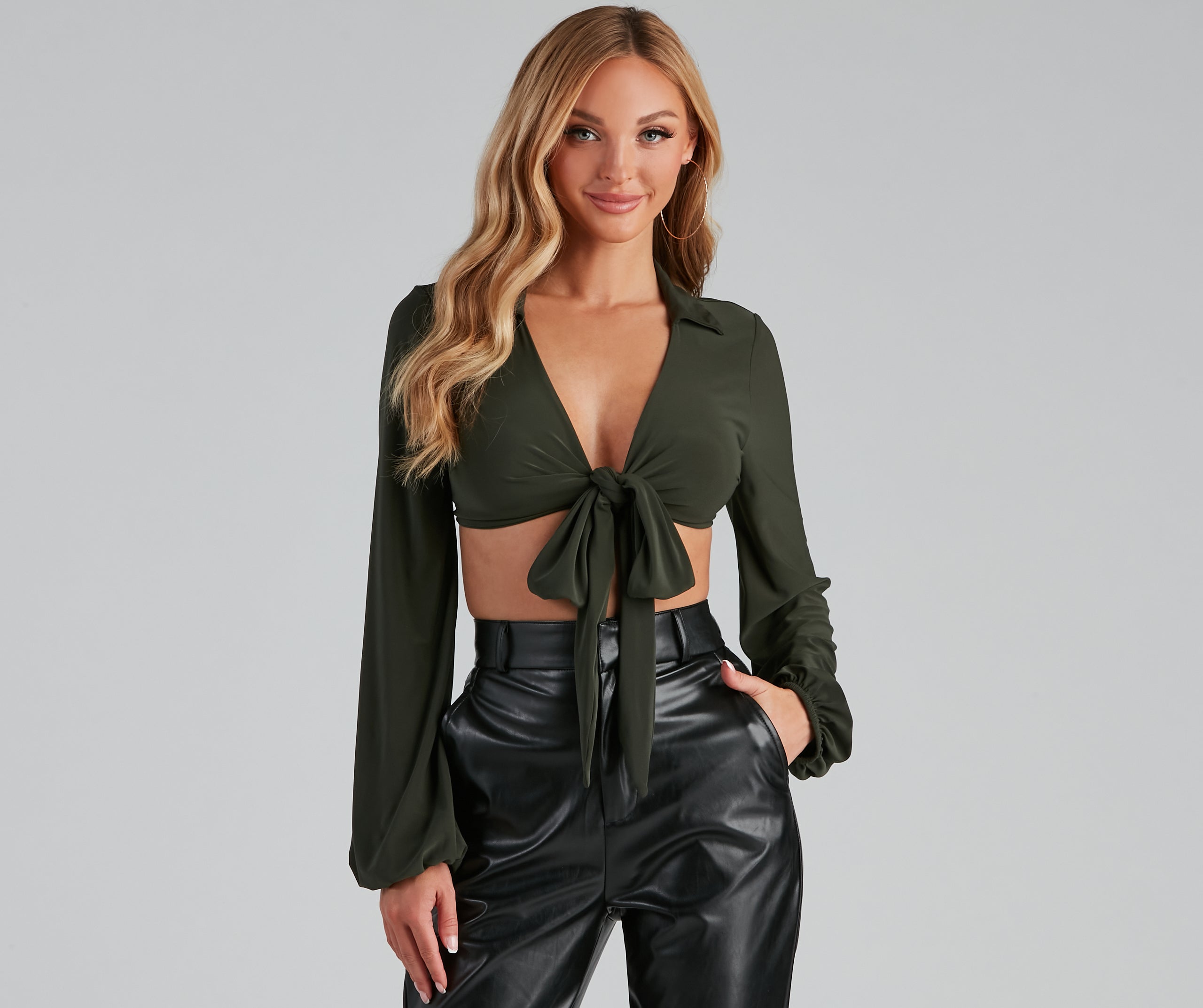 Collared Fun Tie Front Top - Image 5