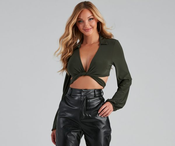 Collared Fun Tie Front Top - Image 6