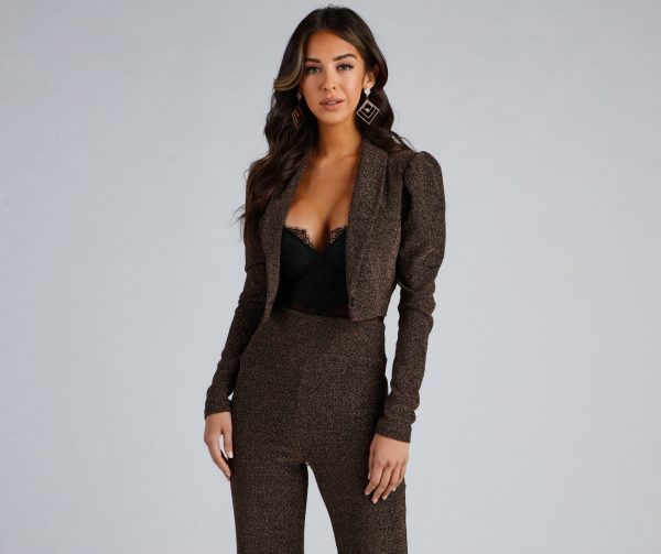 Party-Ready Metallic Glitter Blazer - Image 3