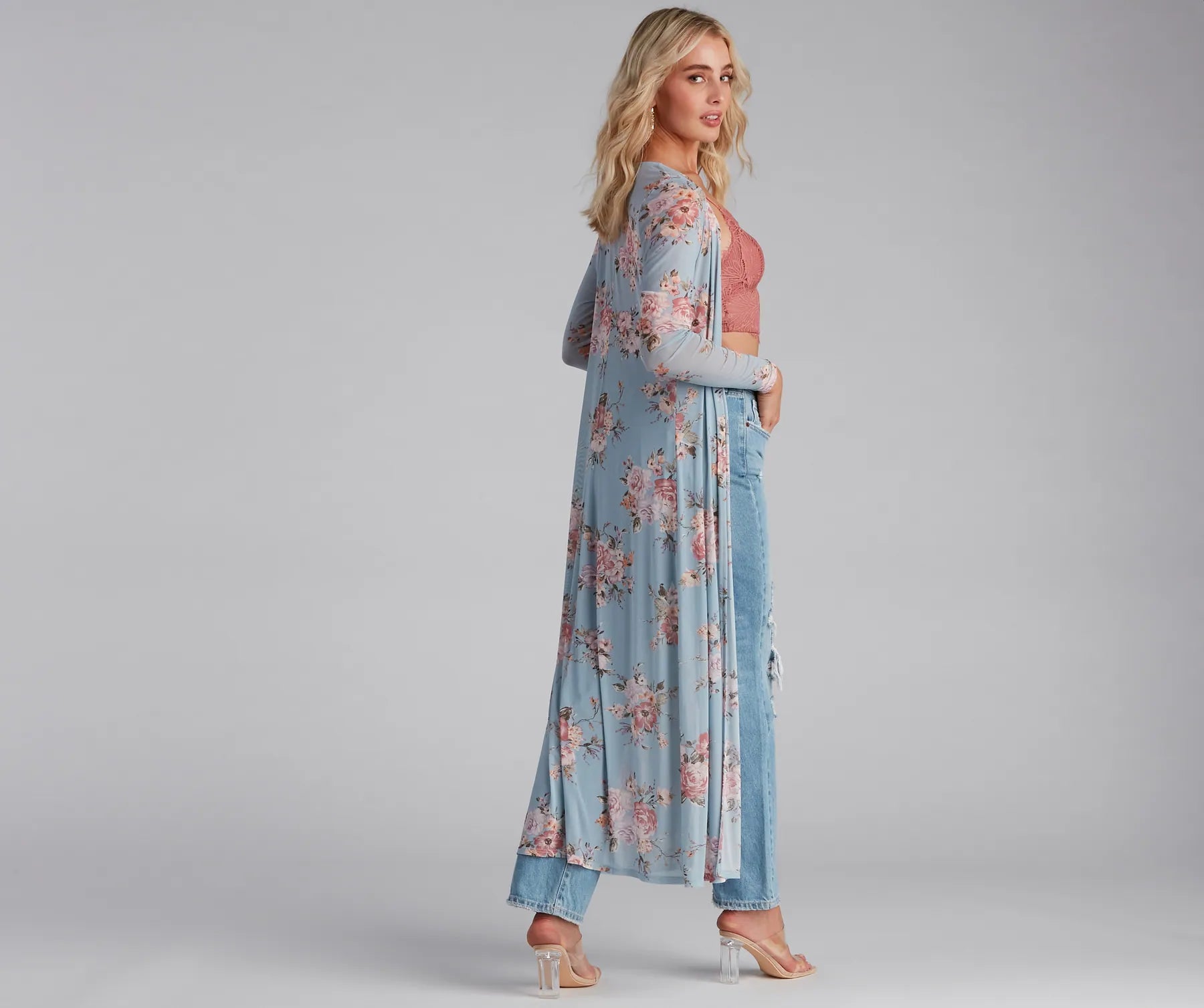 Spring Floral Long Sleeve Duster - Image 2