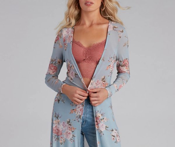 Spring Floral Long Sleeve Duster - Image 3