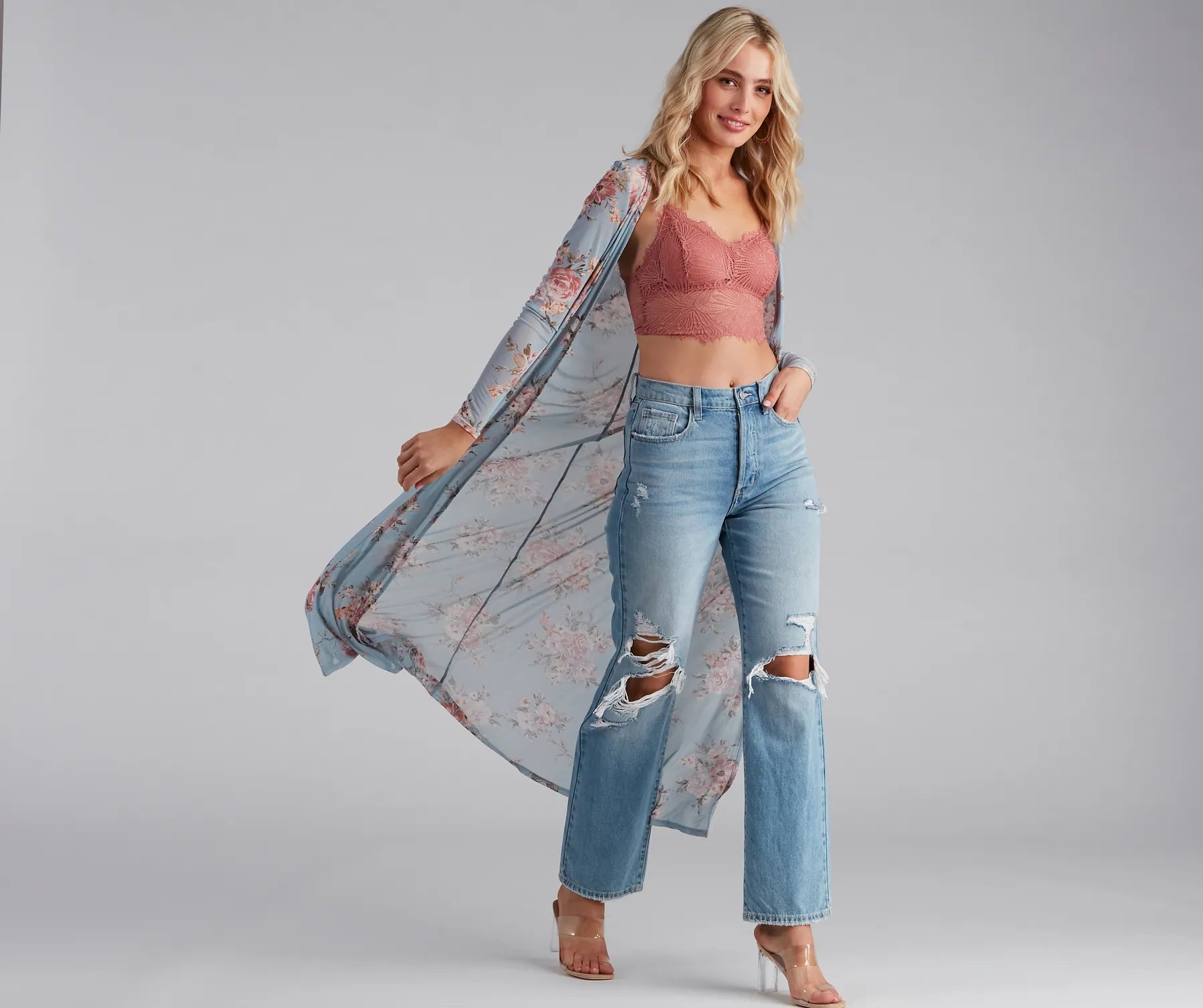 Spring Floral Long Sleeve Duster - Image 4