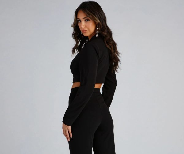 Major Boss Babe Cropped Crepe Blazer - Image 2