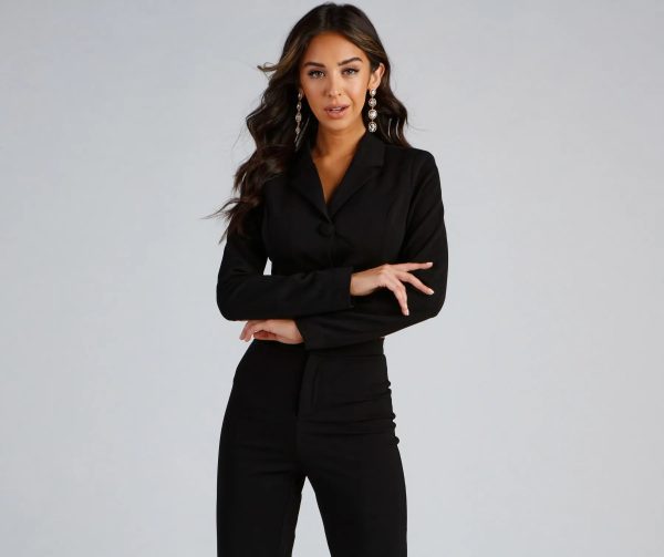 Major Boss Babe Cropped Crepe Blazer - Image 4
