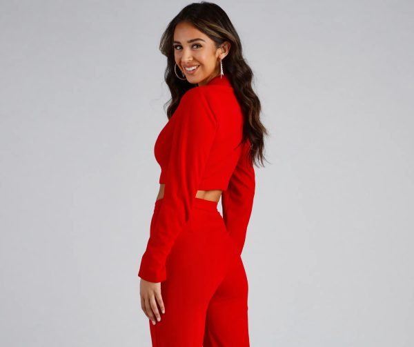 Major Boss Babe Cropped Crepe Blazer - Image 7