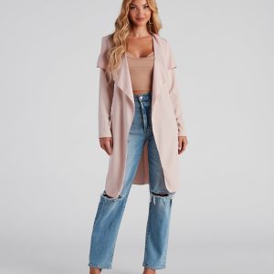 In Business Crepe Tie-Waist Duster