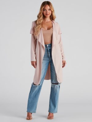 In Business Crepe Tie-Waist Duster