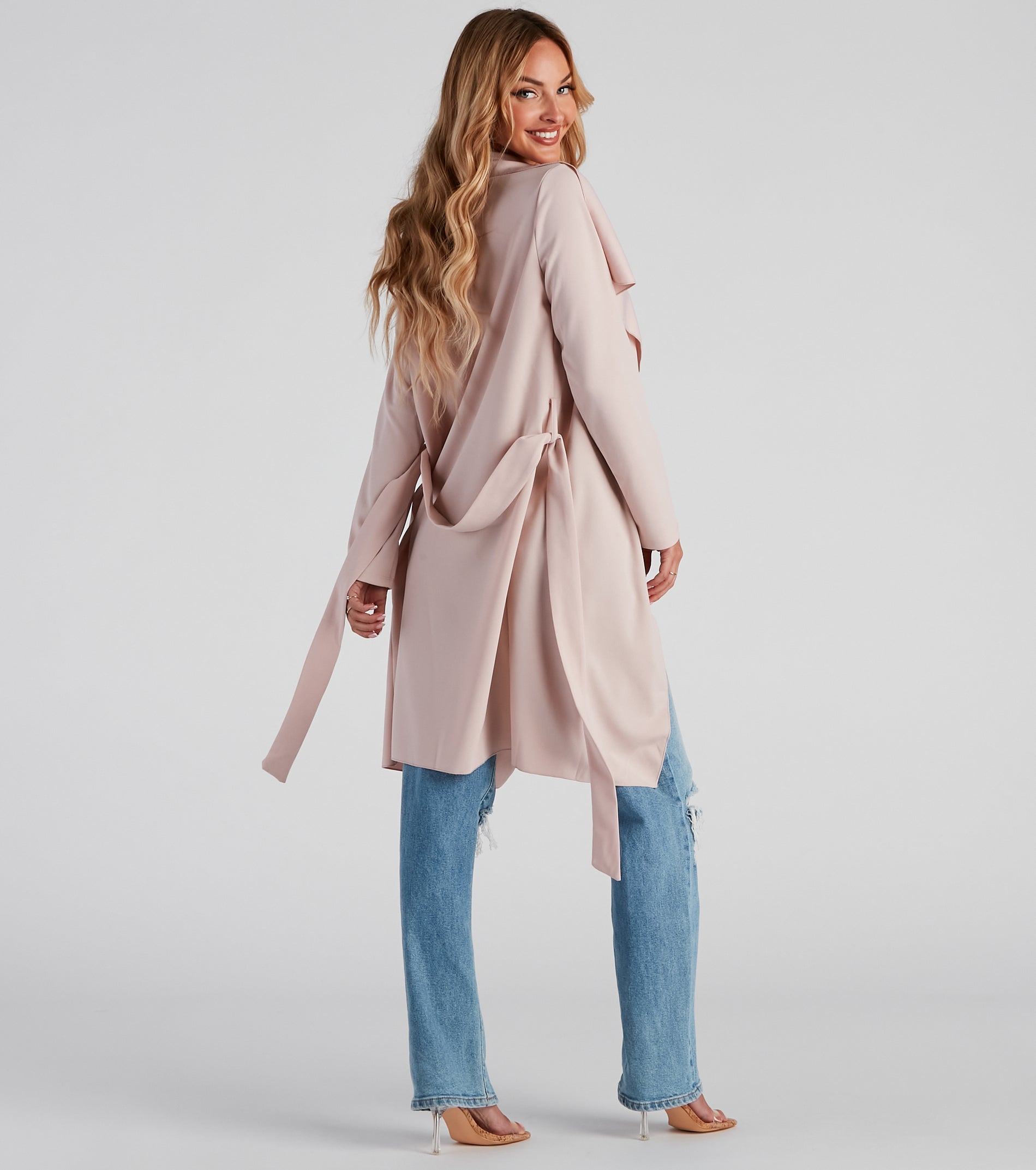 In Business Crepe Tie-Waist Duster - Image 3