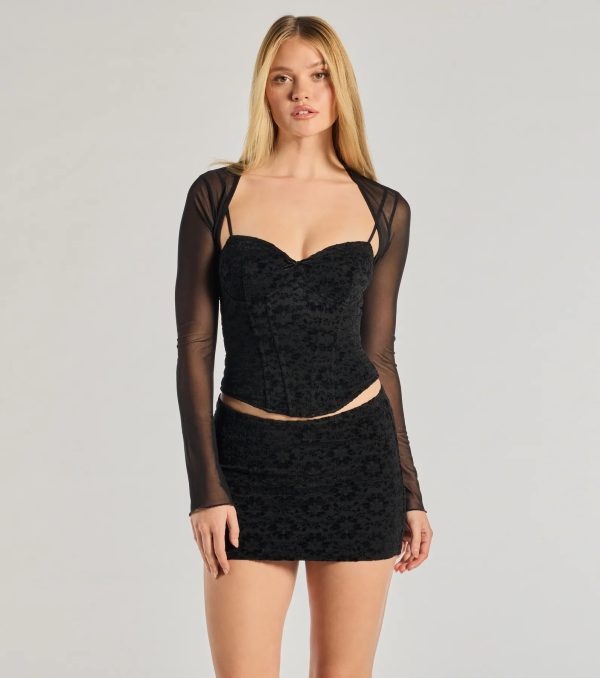 Sheer Mesh Flared Sleeve Bolero - Image 5