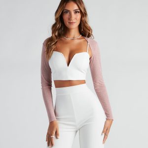Glitter Mesh Knit Bolero