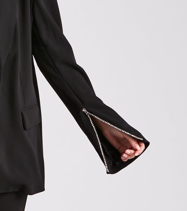 Serious Sparkle Rhinestone Trim Blazer - Image 4