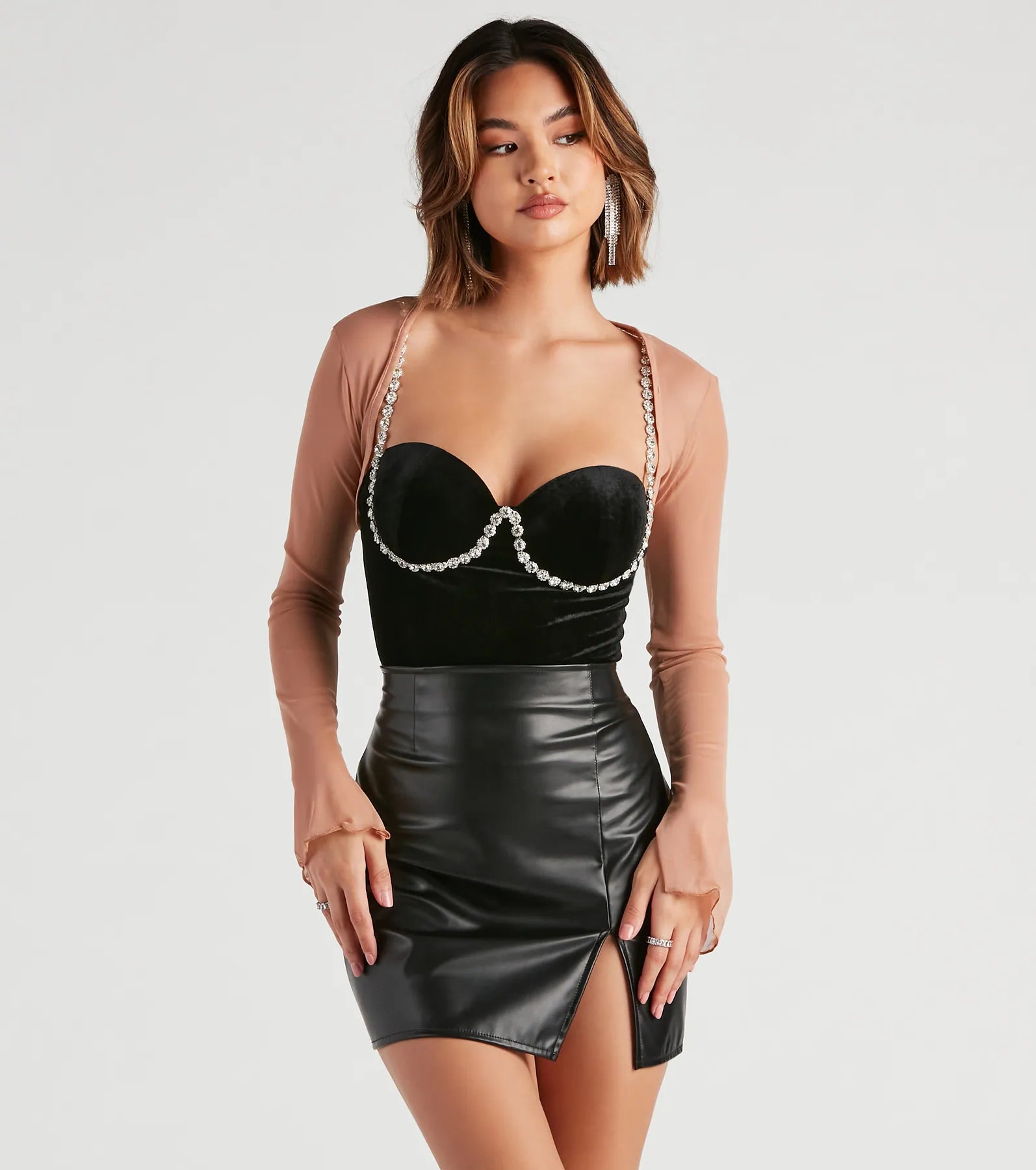 Sheer Mesh Flared Sleeve Bolero - Image 13