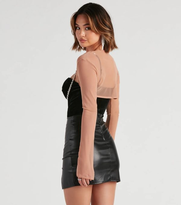 Sheer Mesh Flared Sleeve Bolero - Image 14