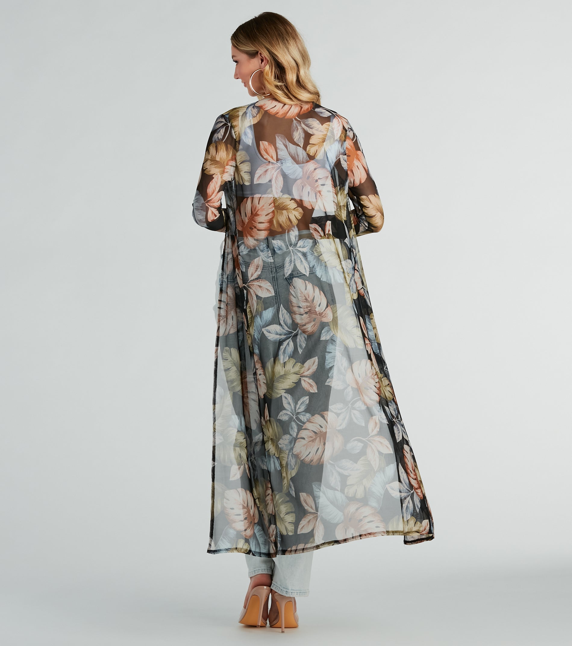Resort-Ready Tropical Print Mesh Duster - Image 2