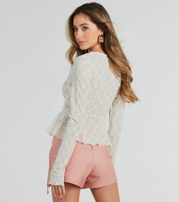 Boho Daze Long Sleeve Tie-Front Lace Top - Image 2
