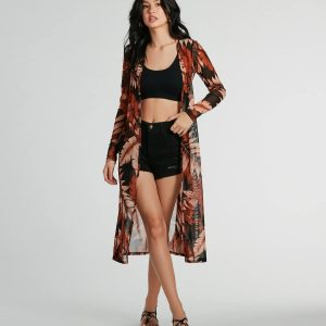 Sway With The Palm Print Mesh Duster