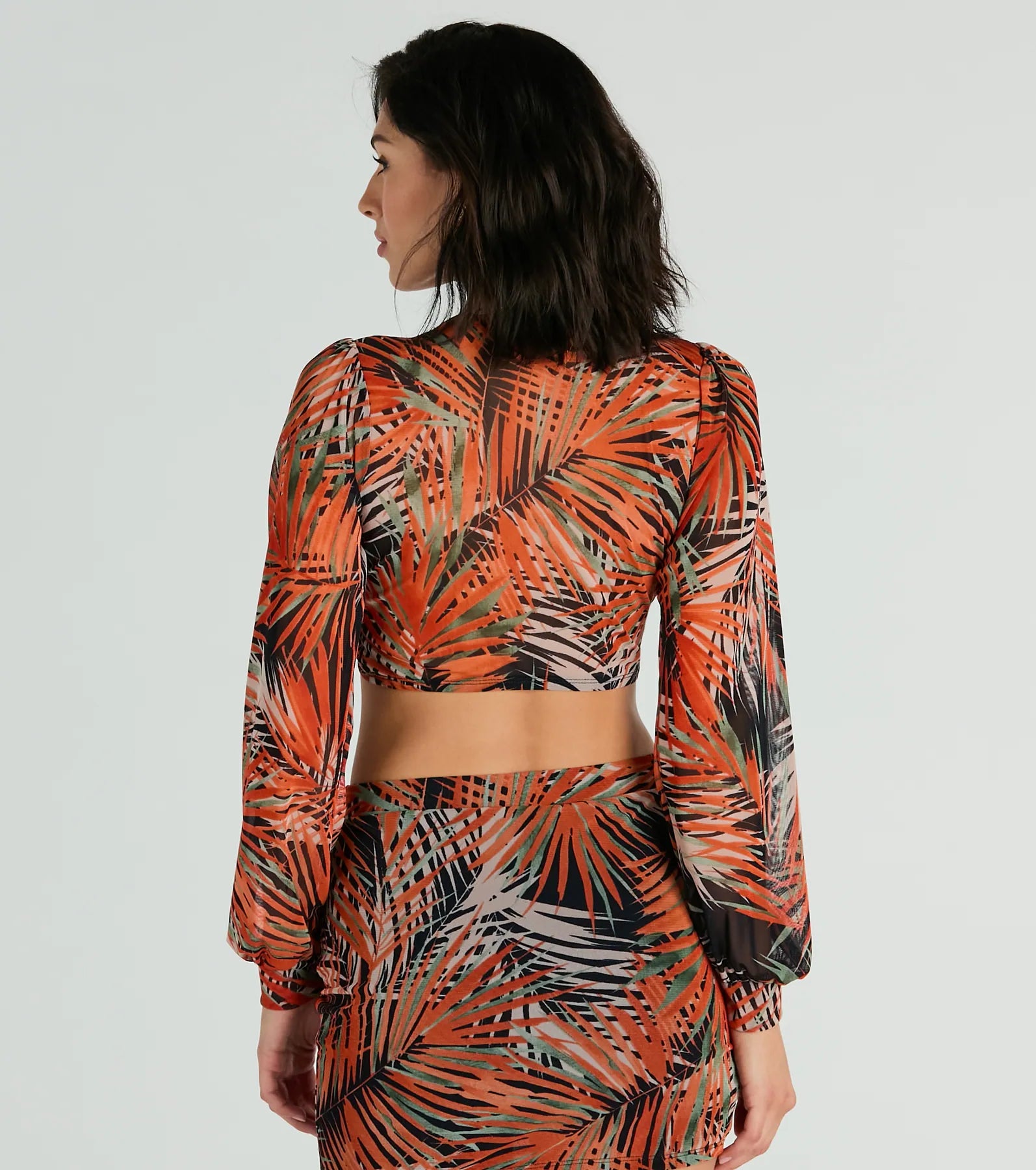 Destined For Sun Tropical Mesh Tie Front Top - Image 2
