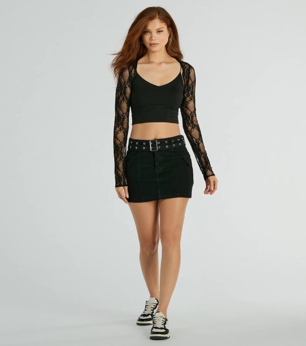 Stylishly Sheer Floral Lace Long Sleeve Bolero - Image 8