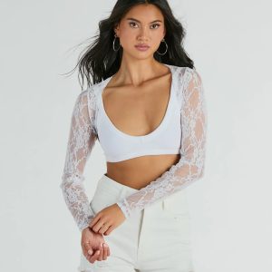 Stylishly Sheer Floral Lace Long Sleeve Bolero