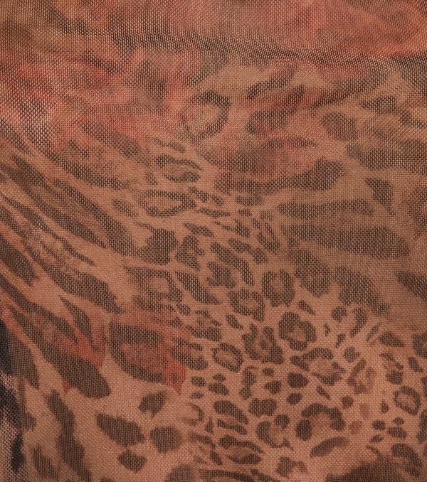 Wildly Sultry Tie-Front Leopard Rose Mesh Crop Top - Image 4