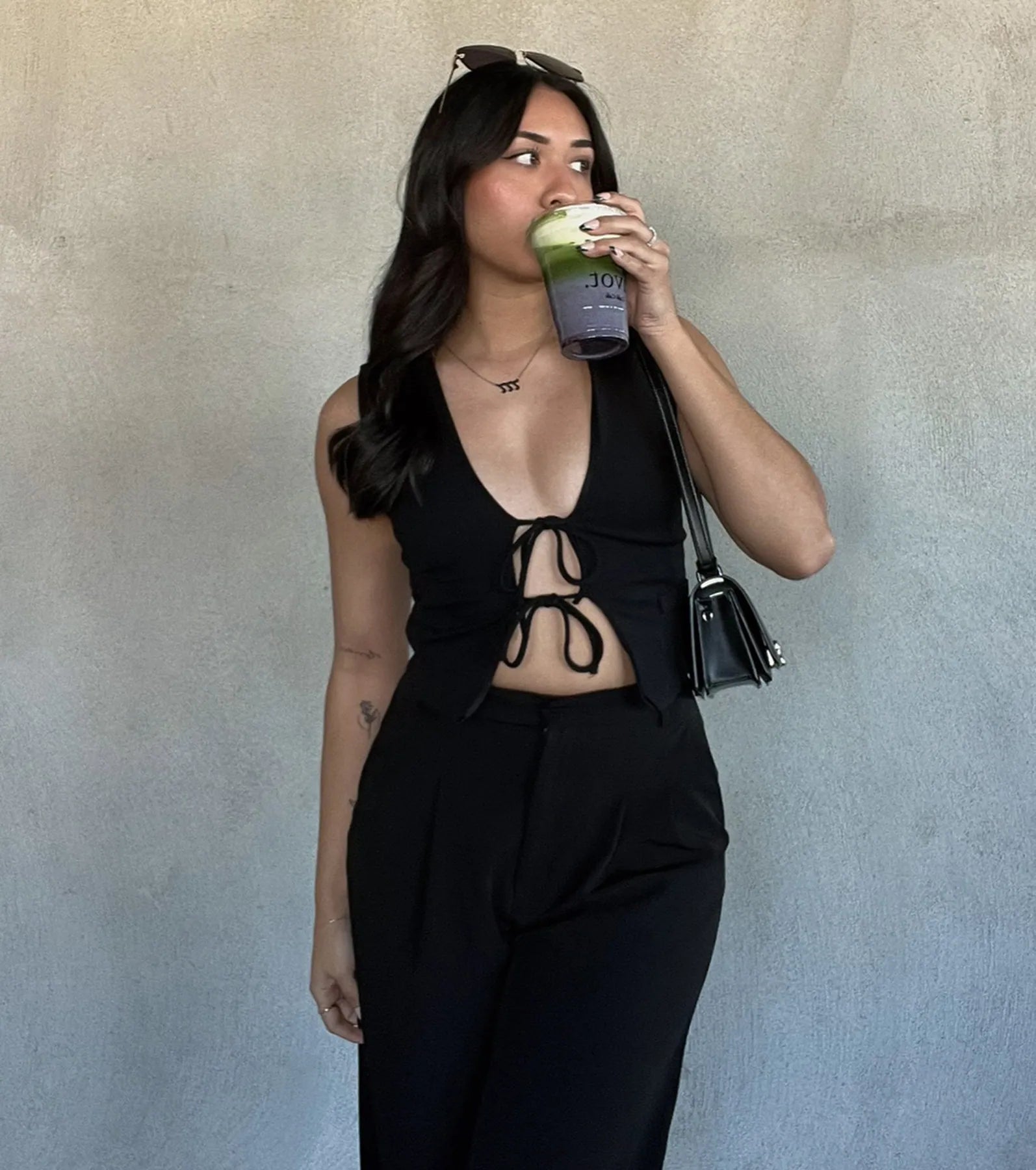 Adorable Entrance Tie-Front Ponte Vest - Image 2
